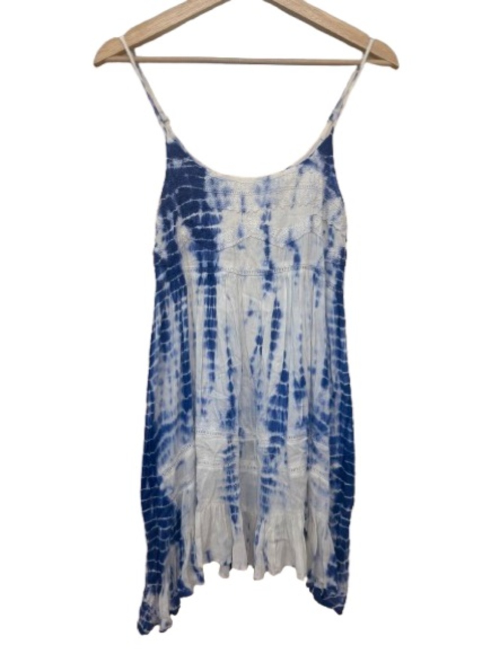 En Creme Blue and White Tie-Dye Mini Dress